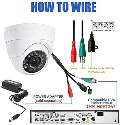 Real HD 5MP Full Color Night Vision Dome TVI CCTV Security Camera with Visible White LED Lights, 65ft Night Vision, 2.8mm Wide Viewing Angle, Outdoor, Full Metal, ONLY Compatible with 5MP and 8MP DVR