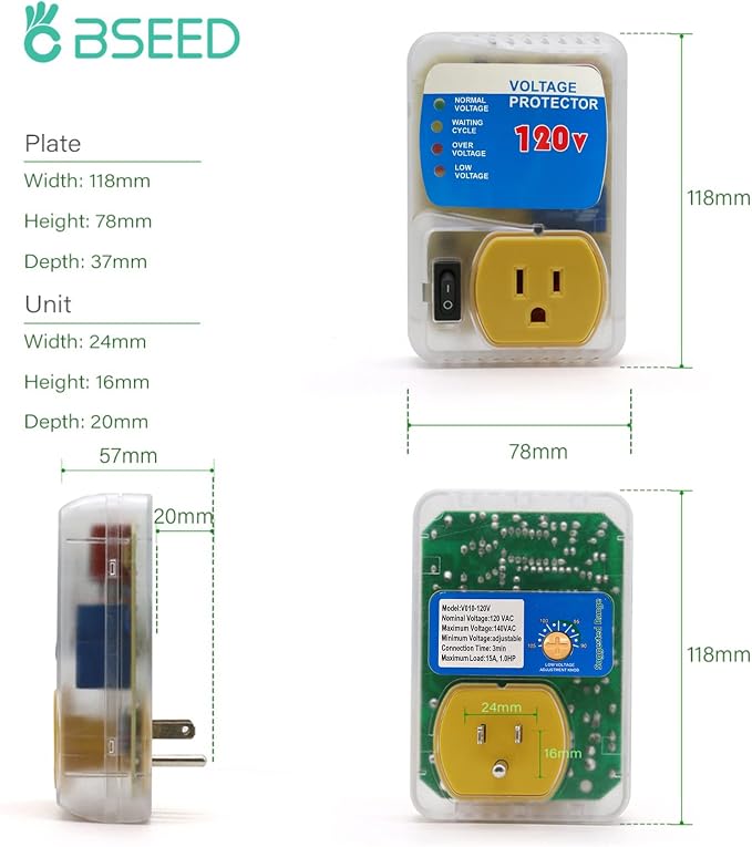 [ETL Listed] BSEED Surge Protector, Surge Protector Outlet for Home Appliances, Power Surge Protector Suit for Refrigerator, TV, Computer and Freezer, Adjustable Voltage Regulator, 120V,1800W, 2 Pack