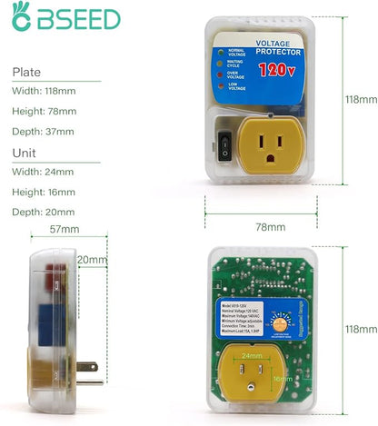 [ETL Listed] BSEED Surge Protector, Surge Protector Outlet for Home Appliances, Power Surge Protector Suit for Refrigerator, TV, Computer and Freezer, Adjustable Voltage Regulator, 120V,1800W, 2 Pack