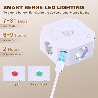 Motion Sensor LED Night Lights 4 Pack, Rechargeable Wireless Stair Lights, Magnetic Installation, RGB & 3 Color Temp, Wall Sconce for Hallway Closet Bedroom Indoor