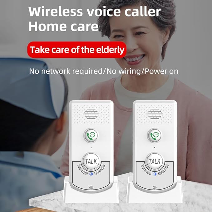 Irishom 2 Pack Intercoms Wireless for Home Voice Bidirectional Caller Home Ultra Long Distance Portable Wireless Voice Interphone Elderly Caller Room to Room Communication