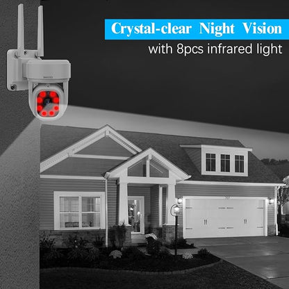 (2026 Update 90 Days Storage) 5MP PT Wireless Security Camera System with AI Human Tracking, Dual-Band 2.4G&5G WiFi, 130° Wide Angle, 2-Way Audio, No Monthly Fee, Outdoor Home Security Kit