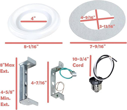 Aspen Creative 21067-12, Recessed Lighting Converter Kit, 8" Diameter, White Plastic Medallion, Set of 2