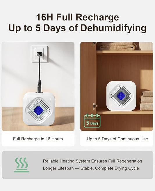 Pack of 2 ATKMAYI Dehumidifier for Bathroom with Color-Changing Beads, Rechargeable Small Dehumidifier for Closet, Portable Gun Safe Dehumidifier Ideal for Spaces up to 35 Sq.Ft Coverage