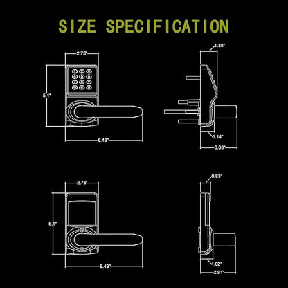 Keyless Entry Door Lock with Handle - IC Card and Anti-peep Password - Easy Installation for Home, Hotel - Matte Black
