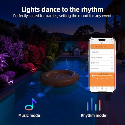 ILC LED Flood Light 30W Outdoor RGB Color Changing, Smart Floodlights RGBW 2700K Warm White & 16 Million Colors, 20 Modes, Grouping, Timing, IP66 Waterproof (2 Pack)