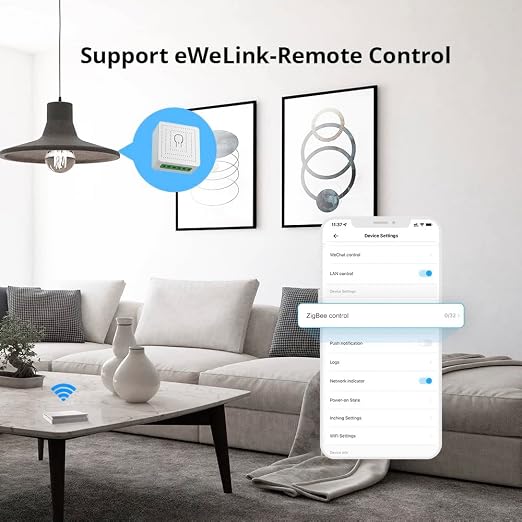 Ewelink 16A Zigbee Mini Smart Wireless Light Switch Controller Module with Timer&Schedule for Home Automation DIY,Compatible with Alexa Echo, SmartThings, ZigBee 3.0 Hub Required,2 Pack