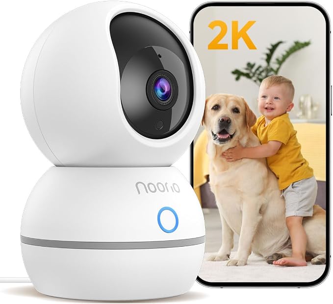 Noorio 4MP/2K Indoor Security Camera, 2.4GHz UHD 360° PTZ Pet/Dog Camera