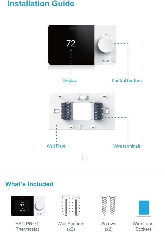 Wi-Fi Smart Thermostat Programmable - Compatible with Alexa, Google Assistant - High Rise 3 Speeds Fan Coil - ERV/HRV On/Off - Smart Life, Tuya APP - ESC PRO 2, Small