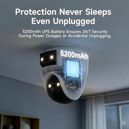 VSTARCAM 2K Dual Lens Security Camera Indoor, Free Cloud & 64GB SD Storage, No-Drill Ceiling Mount, 360° PTZ & Wide Angle, WiFi 6 2.4/5G, Color Night Vision, Motion Alerts