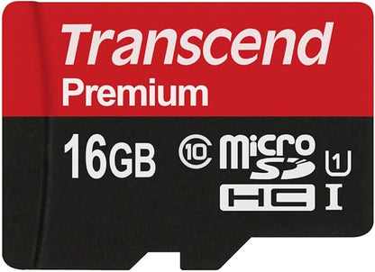 Transcend 16GB MicroSDHC Class10 UHS-1 Memory Card with Adapter 60 MB/s (TS16GUSDU1)