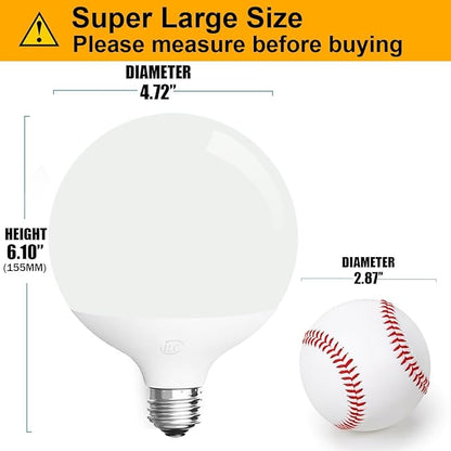 ILC G120 LED Large Globe Light Bulbs 15W, Compatible with Alexa Required Echo Device, Φ 4.72 inch, 150W Equivatlent, Color Temprature Turnable 2700K-6000K, CRI>95+, E26 Base (2 Pack)
