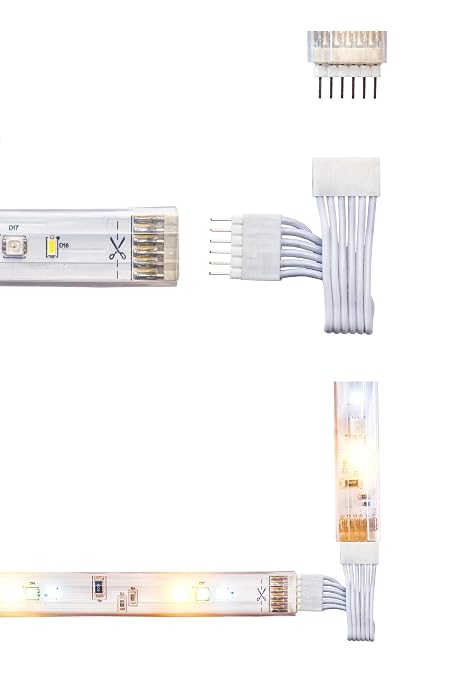 Litcessory Flexible Corner Connector for Philips Hue V3/WiZ Lightstrip | Standard 6-Pin, 2in, 4 Pack, White. Not compatible with Flux.