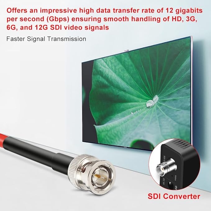 XRDS -RF 12G SDI Cable 6FT 2PCS, SDI Video Cable 3G/6G/12G 75ohm RG6 BNC Cable Supports HD-SDI/3G/6G-SDI/4K for Video Security Camera SDI Converter