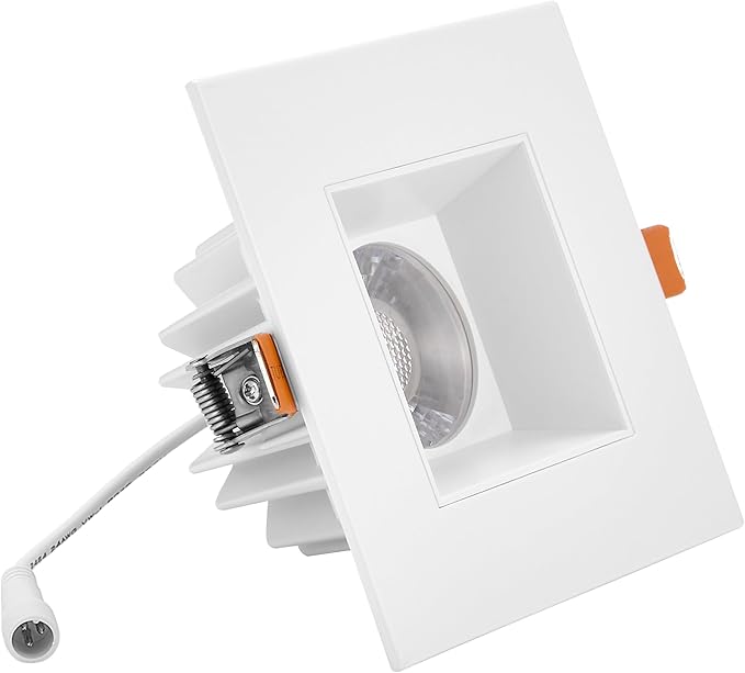 Maxxima 4 in. Ultra-Thin Recessed Anti-Glare LED Downlight, Canless IC Rated, 5 Color Temperature Selectable 2700K/3000K/3500K/4000K/5000K, Dimmable Square White Trim, 90 CRI