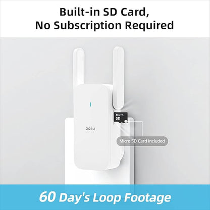 AOSU 2K Doorbell Camera Wireless Bundle 360-Degree 2K Security Camera Indoor, Home Wireless Security System Compatible with Alexa and Google Assistant, 24/7 Secure Your Home Inside and Out
