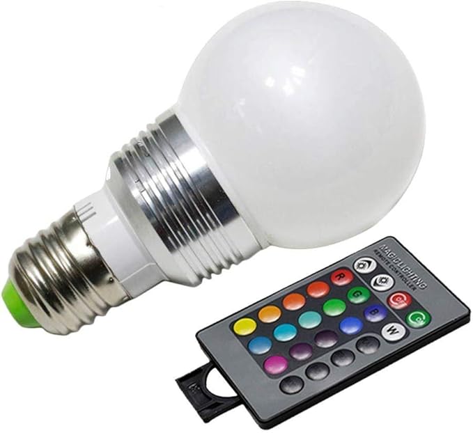 Superdream E27 3W RGB LED Light Bulb 16 Colors Changing Dimmable Multi Color LED Light with IR Remote Control for Home Decoration Bar Party KTV Mood Lighting (2 Pack)