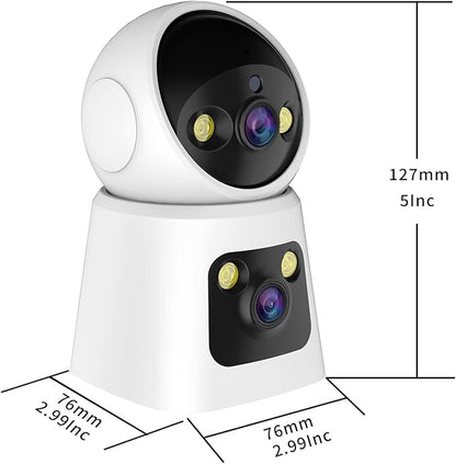 4MP Dual Lens Indoor Security Camera, 360° Pan/Tilt Baby & Pet Monitor, 2.4G/5G WiFi, Motion Tracking, 24/7 Cloud/SD, 2-Way Audio, Works with Mobile App & PCs