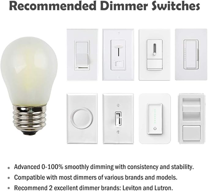 Dimmable A15 (G45) Mini Globe Bulb, 6000K Bright Cold White, 4W 400Lm Filament LED Tungsten Bulb, Frosted Glass Cover, E26 Base, 40W Incandescent Equivalent, 6 Pack