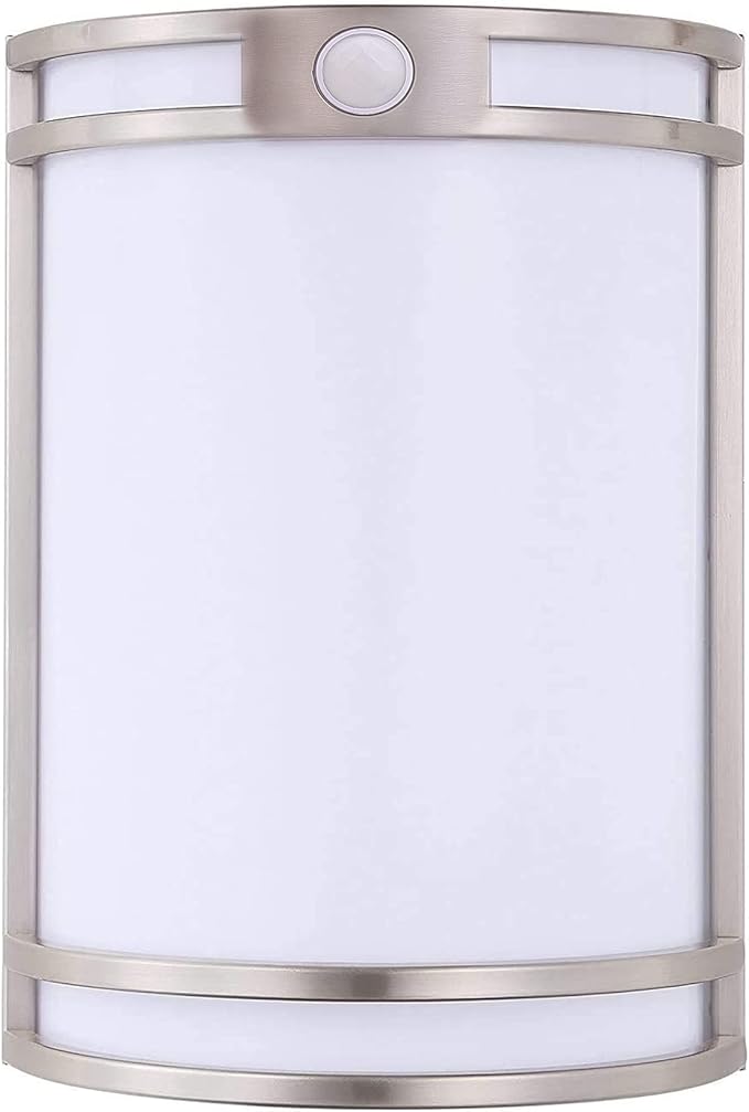 CLOUDY BAY Indoor/Outdoor Motion Sensor LED Wall Light,120V 15W 1000LM Porch Light,3000K/4000K/5000K Selectable,Wet Location,Brushed Nickel