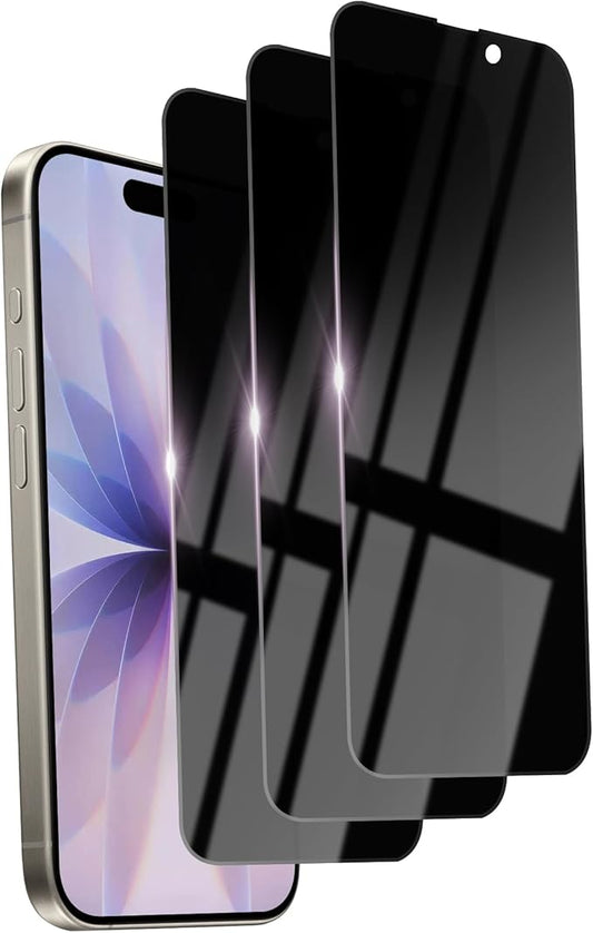 3 Pack Privacy Screen Protector for iPhone 17 Tempered Glass 6.3inch Private Saver Anti-Spy Eye Protection Anti-Scratch Full Coverage