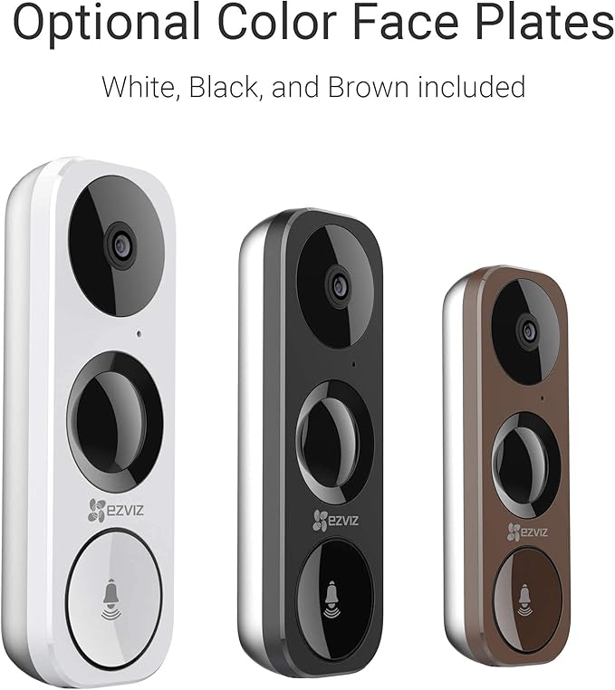 EZVIZ WiFi Video Doorbell, Night Vision, Two-Way Talk, PIR Motion Detection, Weather Proof, 180° Vertical FOV, Free 3-hour Cloud Storage(DB1) (Renewed)