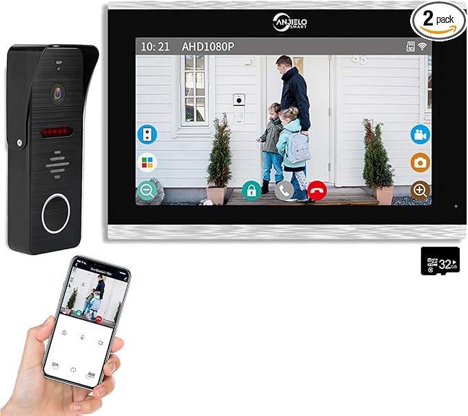 Wired Video Doorbell Apartment Intercom System,10 Inch Touch Screen Monitor,Motion Detection TUYA WiFi Smart Home Video Intercom Door Phone Kits for Home Villa (1 doorbell+1 Monitor)