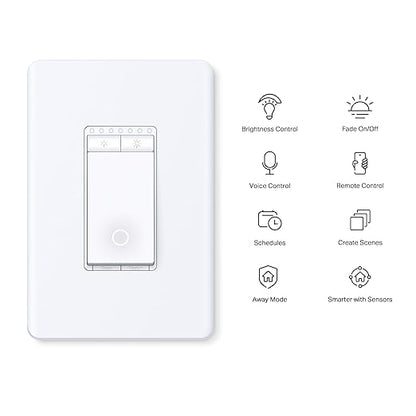 TP-Link Tapo Smart Dimmer Switch, Single Pole, Neutral Wire Required, 2.4GHz Wi-Fi Light Switch Compatible with Alexa and Google Home, UL Certified, No Hub Required, White, Tapo S500D(4-Pack)