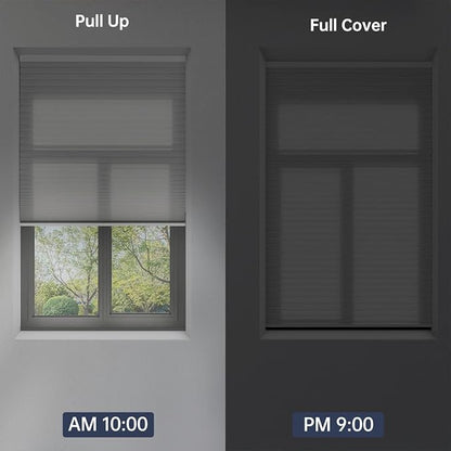 Cellular Shades Light Filtering Honeycomb Blinds for Indoor Windows, Cordless Cellular Shades 1.5 inch Cell Pleated for Bedroom Home Office, Custom Size, Half Shading White