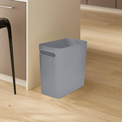 Versatile 1.8 Gallon Plastic Trash Can - The Compact Bin for Bathroom, Kitchen, or Home Office - Grey