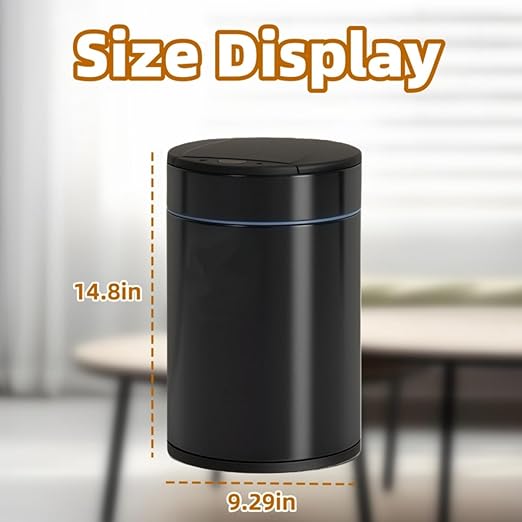 Garbage Can with Lid, Intelligent Sensor Opening and Closing, Small Garbage Can for Living Room, Bedroom, Kitchen and Bathroom (2, Black)