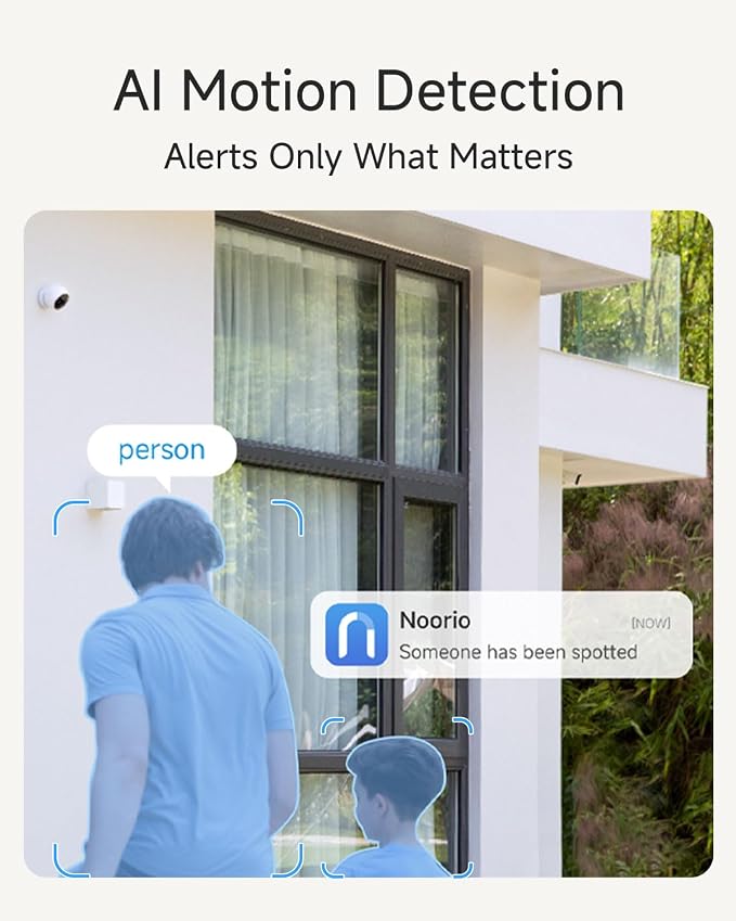 Noorio Magnetic Wireless Security Camera Outdoor, Built-in 32GB Storage