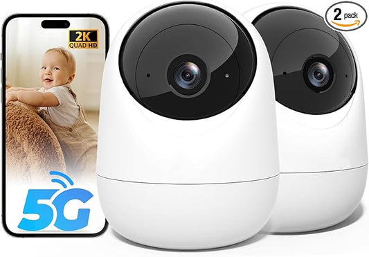 Rraycom 2Pack Indoor Security Camera 5G/2.4 GHz Wi-Fi, Baby & Pet Monitor