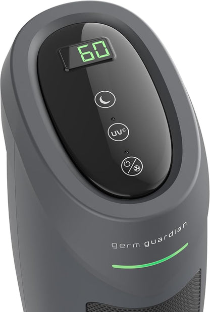 GermGuardian HEPA Air Purifier for Home, Large Rooms Up To 743 Sq. Ft. with HEPA PURE Air Filter, Air Quality Monitor & UV-C Light, AC4880G, 22" Tower, Graphite