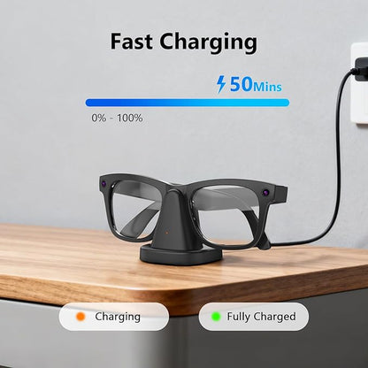 Ray-Ban Meta Charger, 2-in-1 Charging Set for Wayfarer, Headliner, Skyler - Desktop Dock (3.3ft) & Wearable Cable (4.9ft) - Portable Charging Solution for Travel, Office, Home, Meta Glasses Charger