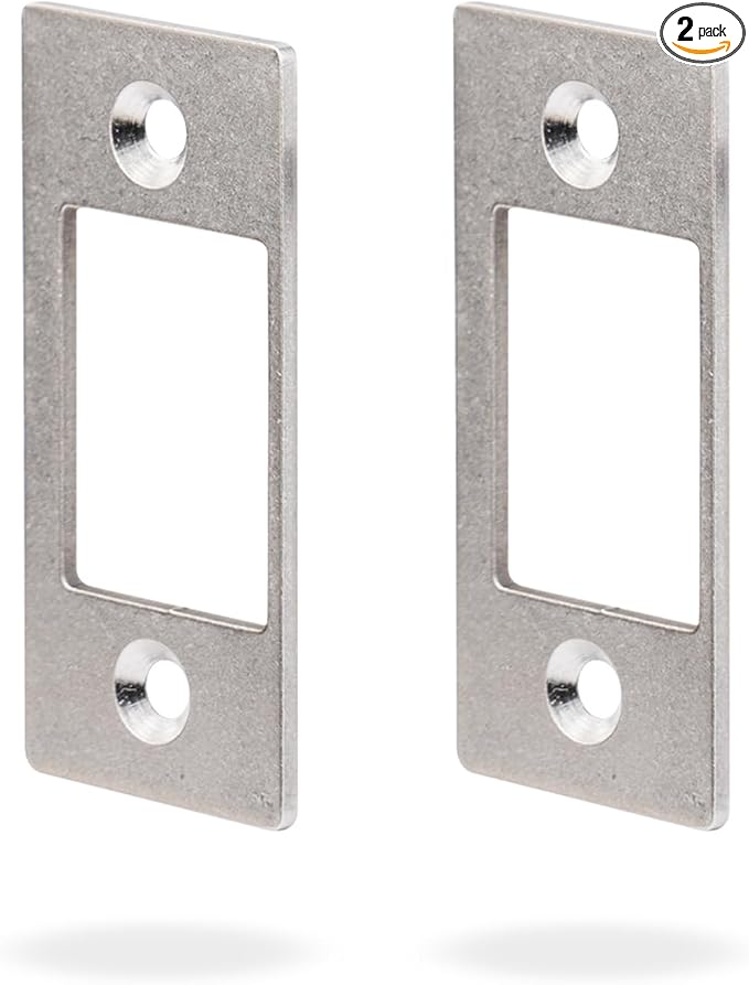 Deadbolt Restorer Strike Plates, 2-1/4"H x 1" W, 2 Pack | Enlarged Hole to Fix Latch Misalignment/Sticking/Jamming, Ideal for Common/Electronic/Smart locks, Stainless Steel