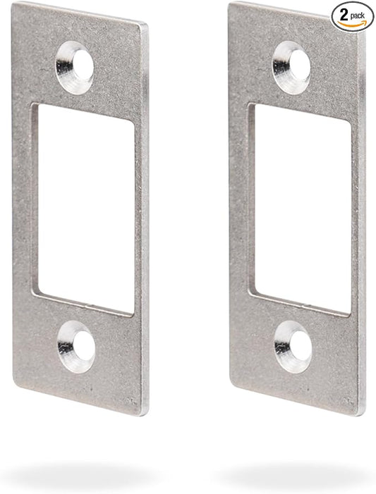 Deadbolt Restorer Strike Plates, 2-1/4"H x 1" W, 2 Pack | Enlarged Hole to Fix Latch Misalignment/Sticking/Jamming, Ideal for Common/Electronic/Smart locks, Stainless Steel