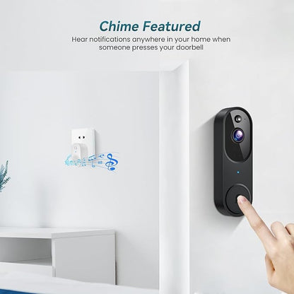 Orbitell Wireless Wi-Fi Video Doorbell Camera with Two Way Audio, AI Motion Detection, Night Vision and Cloud Storage, 2.4G Wi-Fi only