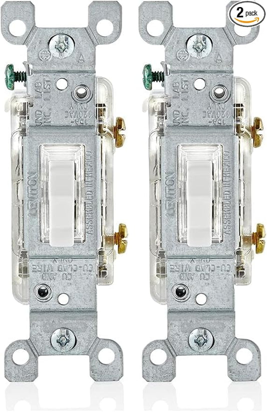 Leviton L1461-2W Single-Pole Switch, 1 Count (Pack of 2), White