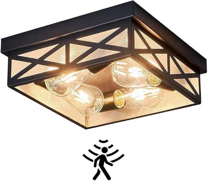Farmhouse Square Adjustable Motion Sensor Flush Mount Ceiling Lights,12IN