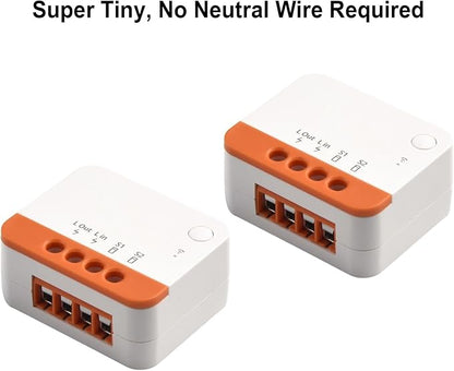 for Zigbee 3.0 Two-Way Relay Smart Switch Module No Neutral Wire Required APP and Voice Control for ZBMINI-L2 for Stair Lights and Scene Automation Supports External Rocker (2PCS)