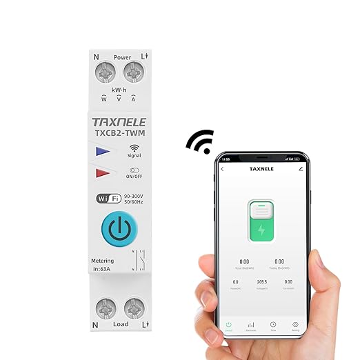 10A WiFi Smart Circuit Breaker Power Metering Energy Meter KWh 1P 230V 63A Voltmeter Ammeter DIN Rail Smart Life Wireless Remote Control Switch Timer Voice Control