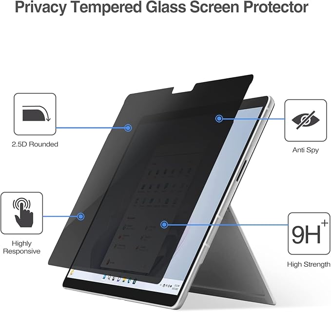ProCase Microsoft Surface Pro 11/10/ 9 13 inch Privacy Screen Protector, Anti-Spy Tempered Glass Ultra Thin Tinted Screen Film Guard for 13.0 inch Surface Pro 11/10/ 9 2024 2022 Release