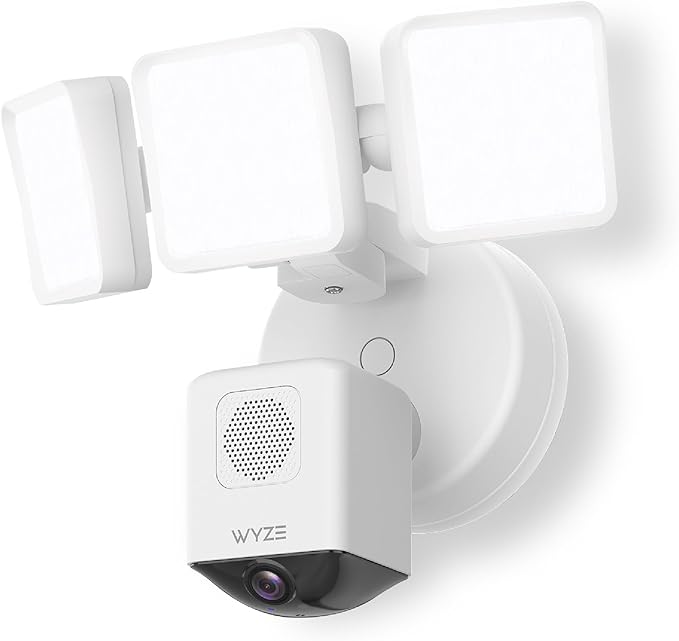 WYZE Floodlight Camera Pro, 3000-Lumen LEDs, 180° Wide View, 2K HD Outdoor Security Camera, Motion Detection, 105dB Siren, Cloud & Local Storage, Color Night Vision, Wired (Renewed)