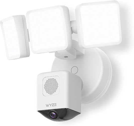 WYZE Floodlight Camera Pro, 3000-Lumen LEDs, 180° Wide View, 2K HD Outdoor Security Camera, Motion Detection, 105dB Siren, Cloud & Local Storage, Color Night Vision, Wired (Renewed)