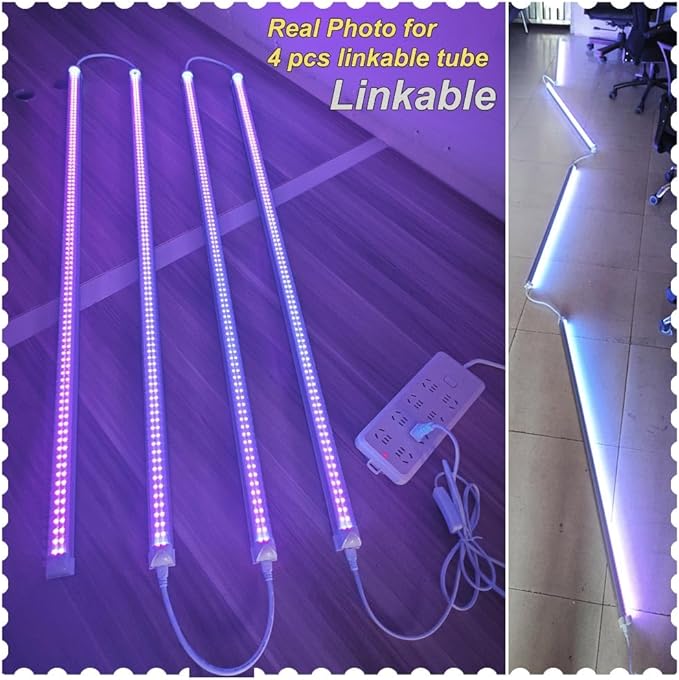 Linkable 4Ft Black Light Bulb 24Pack, LED 40W Integrated T8 Blacklight Bar Fixture, UVA 395NM 400NM for Fluorescent Tapestry Poster Body Paint Glow Party