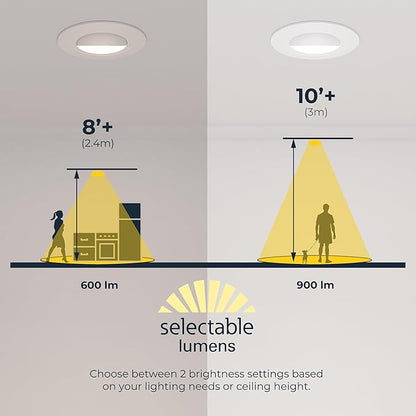 HALO RA 6-Inch Canless LED Recessed Downlight with Adjustable Gimbal, Selectable Lumens and Selectable Color Temperature Settings, Dim-to-Warm Technology, Damp Location Rated - RA6LS9FSD2W1EWHDM