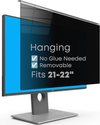 Hanging Privacy Screen Protector for Monitor (Fits 21-22 Inch Frameless), 30°+ Full Privacy & 95% Light Blocking, Instant Setup, 87% Blue Light & 97% UV Block, Office Data Security & Eye Protection