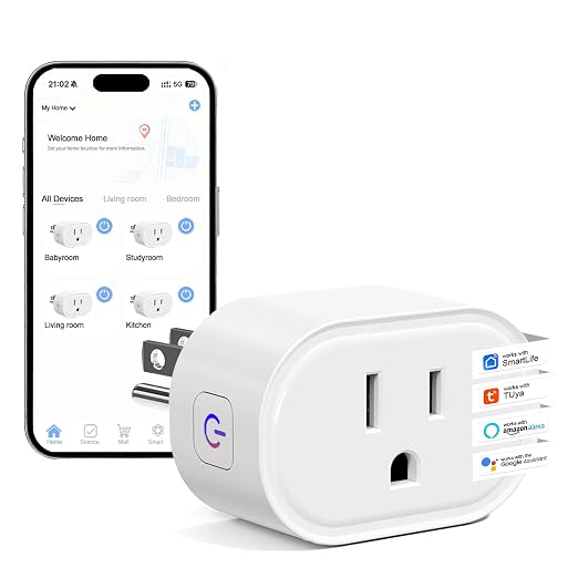 Smart Plug, 10A WiFi Smart Plugs Compatible with Alexa & Google Home | Smart Outlet Timer with APP Remote Control, 2.4GHz Wi-Fi Only, No Hub Required, ETL FCC Listed, White