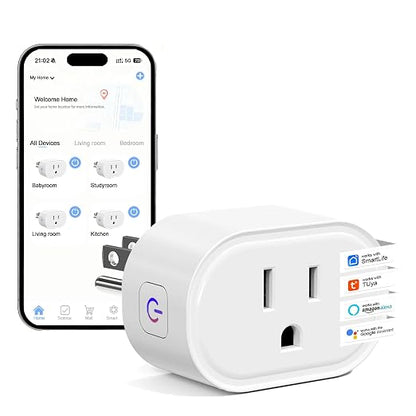 Smart Plug, 10A WiFi Smart Plugs Compatible with Alexa & Google Home | Smart Outlet Timer with APP Remote Control, 2.4GHz Wi-Fi Only, No Hub Required, ETL FCC Listed, White